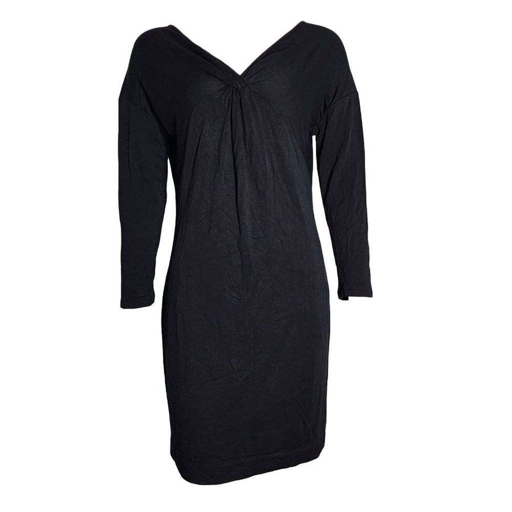 ANN TAYLOR LOFT Outlet Lounge Solid All Black 3/4 Sleeve Dress Womens S‎ Small